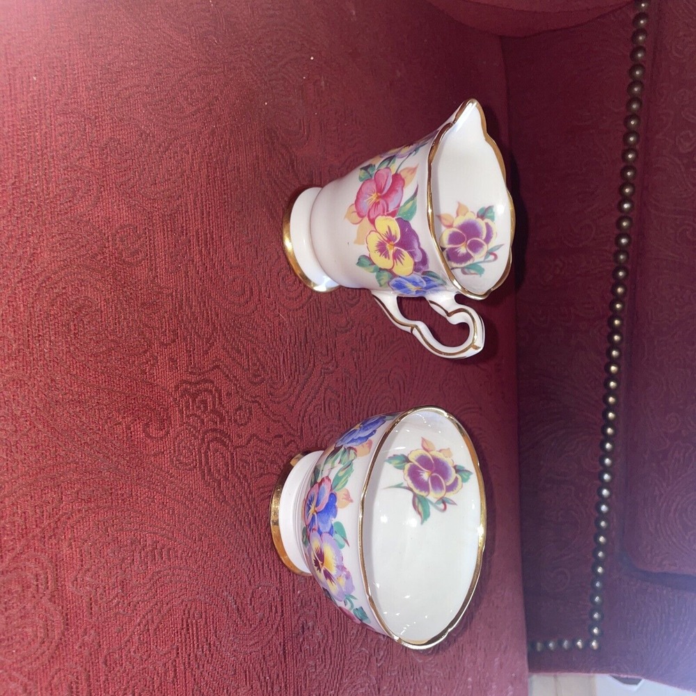 royal stafford viola creamer and sugar bowl